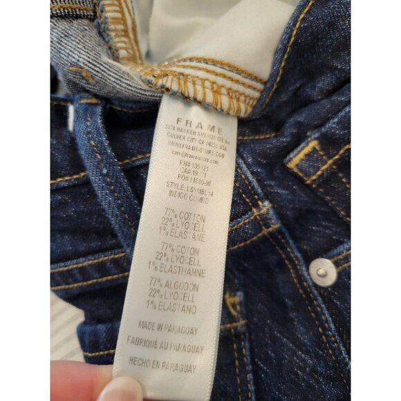 Frame Unique Two Tone Sylvie Straight Jeans 23 Indigo Combo Pants Denim Color - Picture 9 of 12